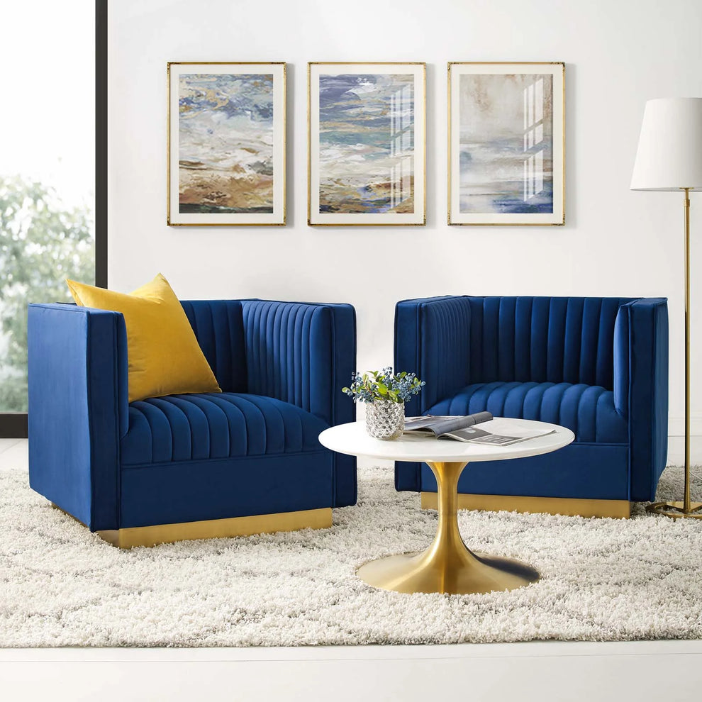 Modway Sanguine Vertical Channel Tufted Upholstered Performance Velvet Armchair Set of 2 - EEI-4145 | Armchairs | Modishstore - 5