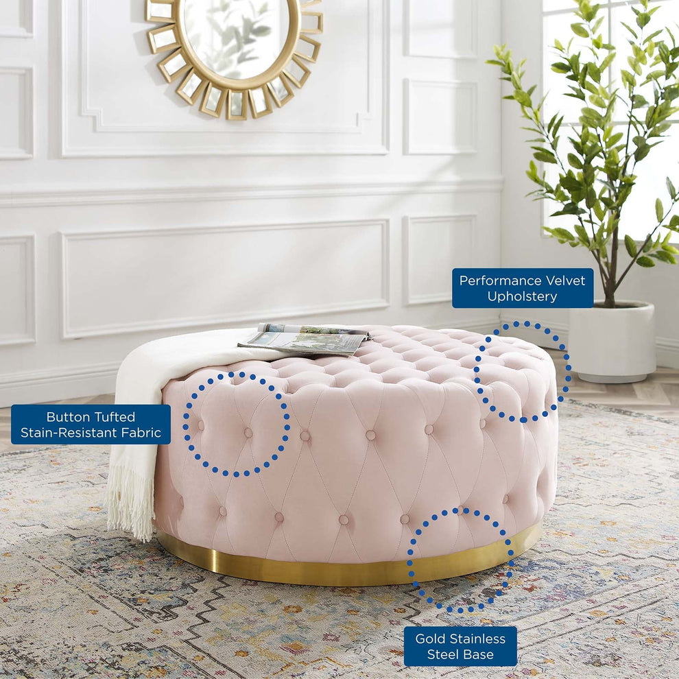 Modway Ensconce Tufted Performance Velvet Round Ottoman - EEI-4326 | Ottomans | Modishstore - 3