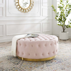 Modway Ensconce Velvet Ottoman with Button Tufting Round Gold – EEI-4326