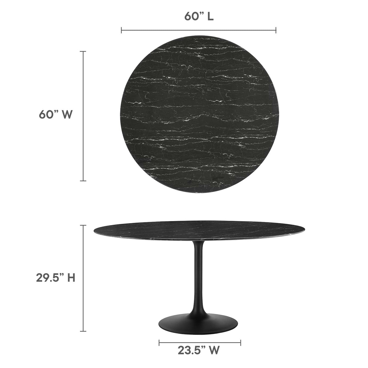 Lippa 60" Artificial Marble Dining Table By Modway - EEI-4879 | Dining Tables | Modishstore - 12