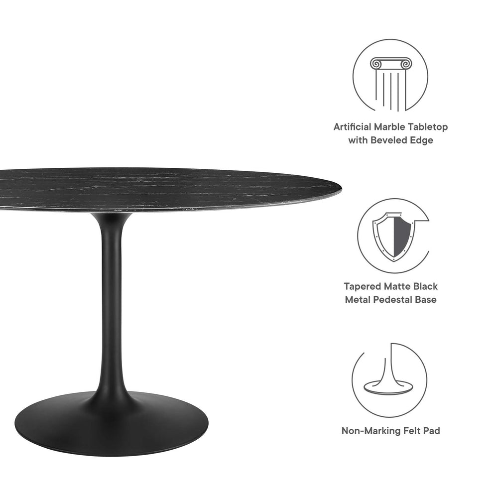Lippa 54" Artificial Marble Oval Dining Table By Modway - EEI-4880 | Dining Tables | Modishstore - 11