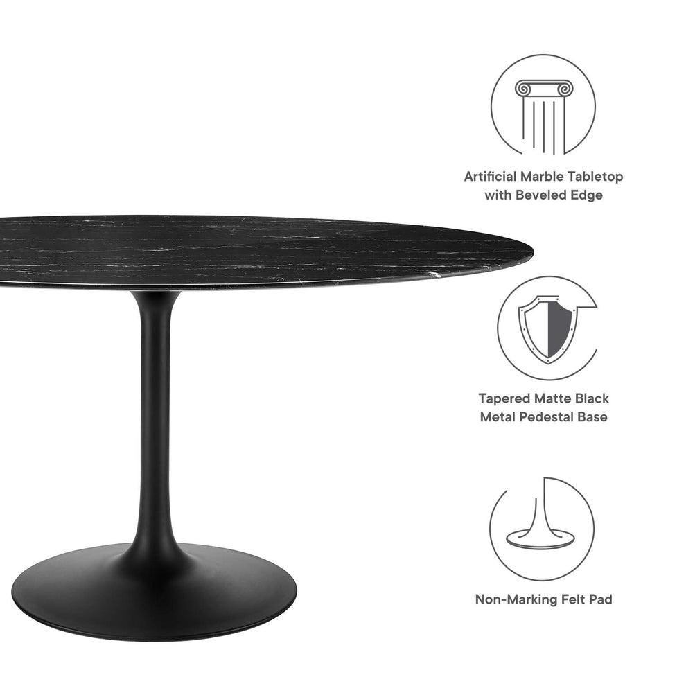 Lippa 60" Artificial Marble Oval Dining Table By Modway - EEI-4881 | Dining Tables | Modishstore - 11