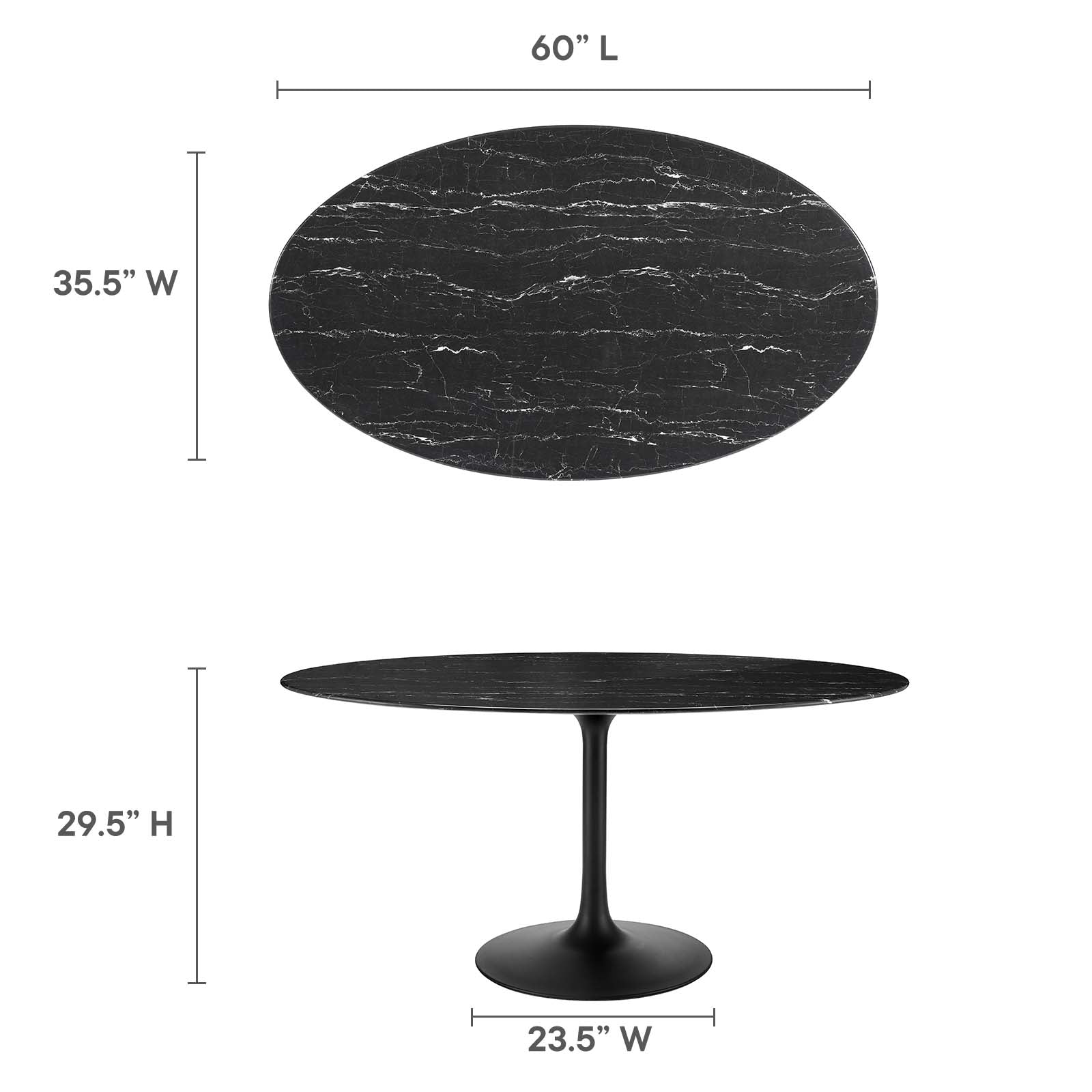 Lippa 60" Artificial Marble Oval Dining Table By Modway - EEI-4881 | Dining Tables | Modishstore - 12
