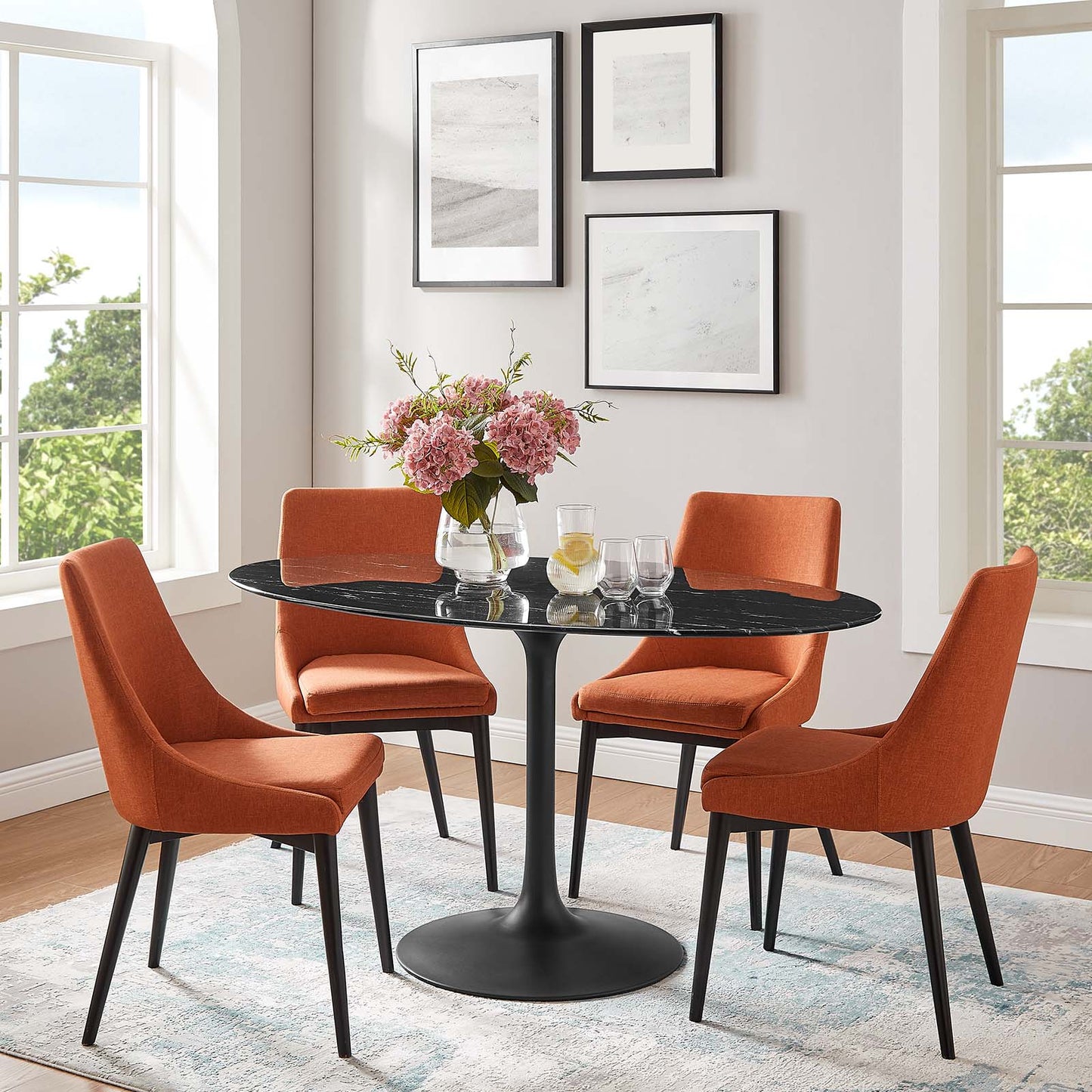 Lippa 60" Artificial Marble Oval Dining Table By Modway - EEI-4881 | Dining Tables | Modishstore - 1