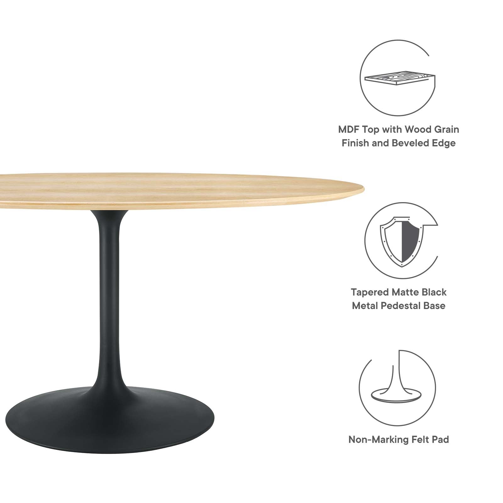 Lippa 60" Wood Oval Dining Table By Modway - EEI-4887 | Dining Tables | Modishstore - 23
