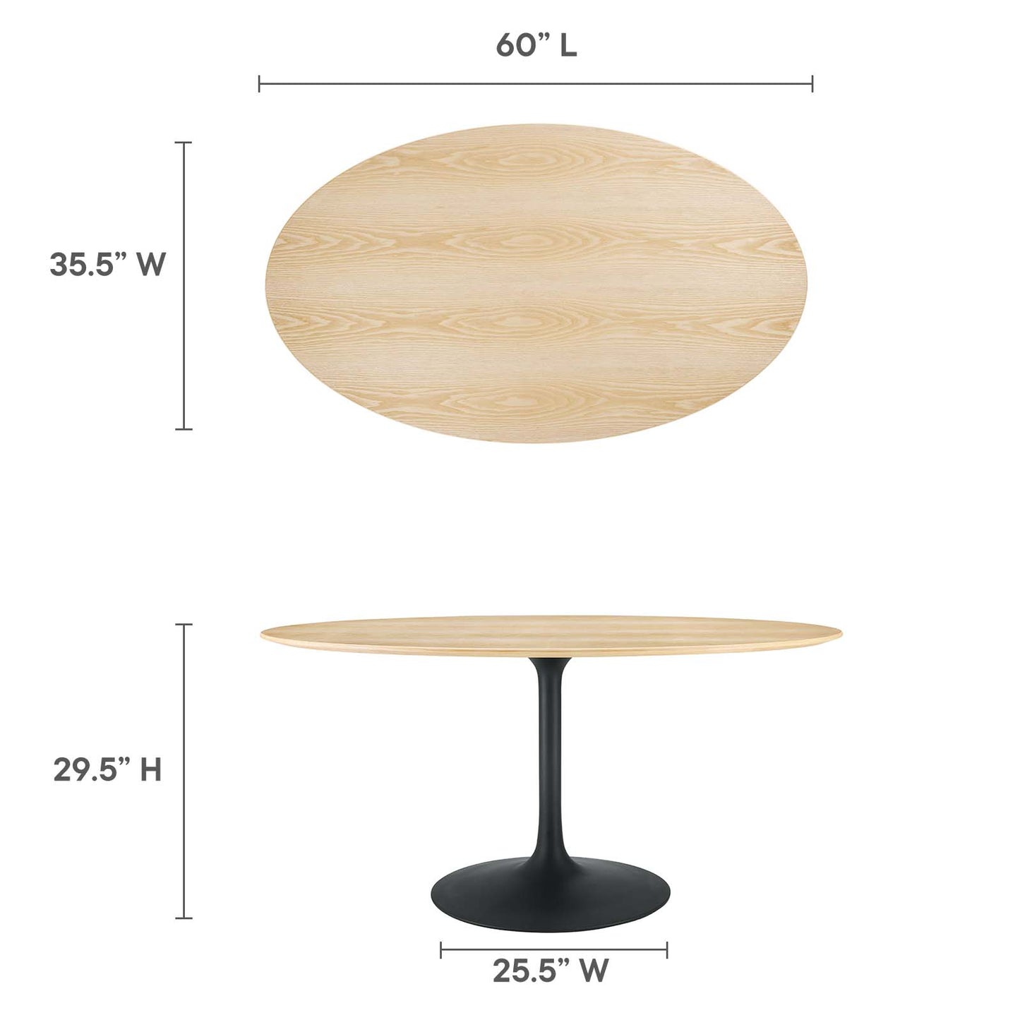 Lippa 60" Wood Oval Dining Table By Modway - EEI-4887 | Dining Tables | Modishstore - 24