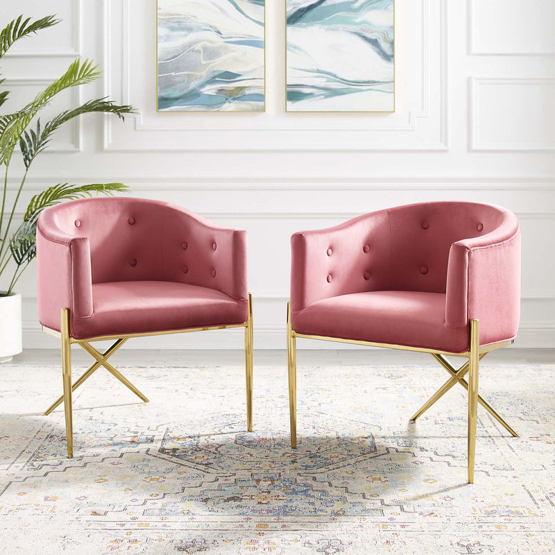Modway Savour Accent Dining Armchair Performance Velvet Set of 2 - EEI-5042 | Armchairs | Modishstore - 1