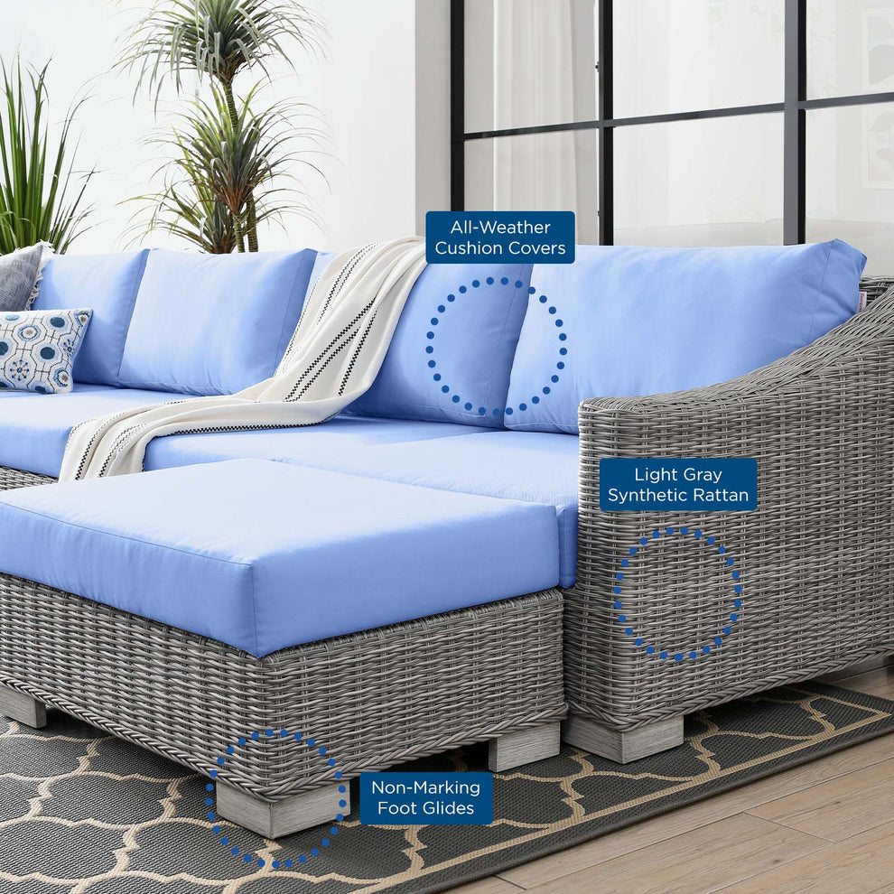 Modway Conway Outdoor Patio Wicker Rattan 6-Piece Sectional Sofa Furniture Set - EEI-5099 | Outdoor Sofas, Loveseats & Sectionals | Modishstore - 4