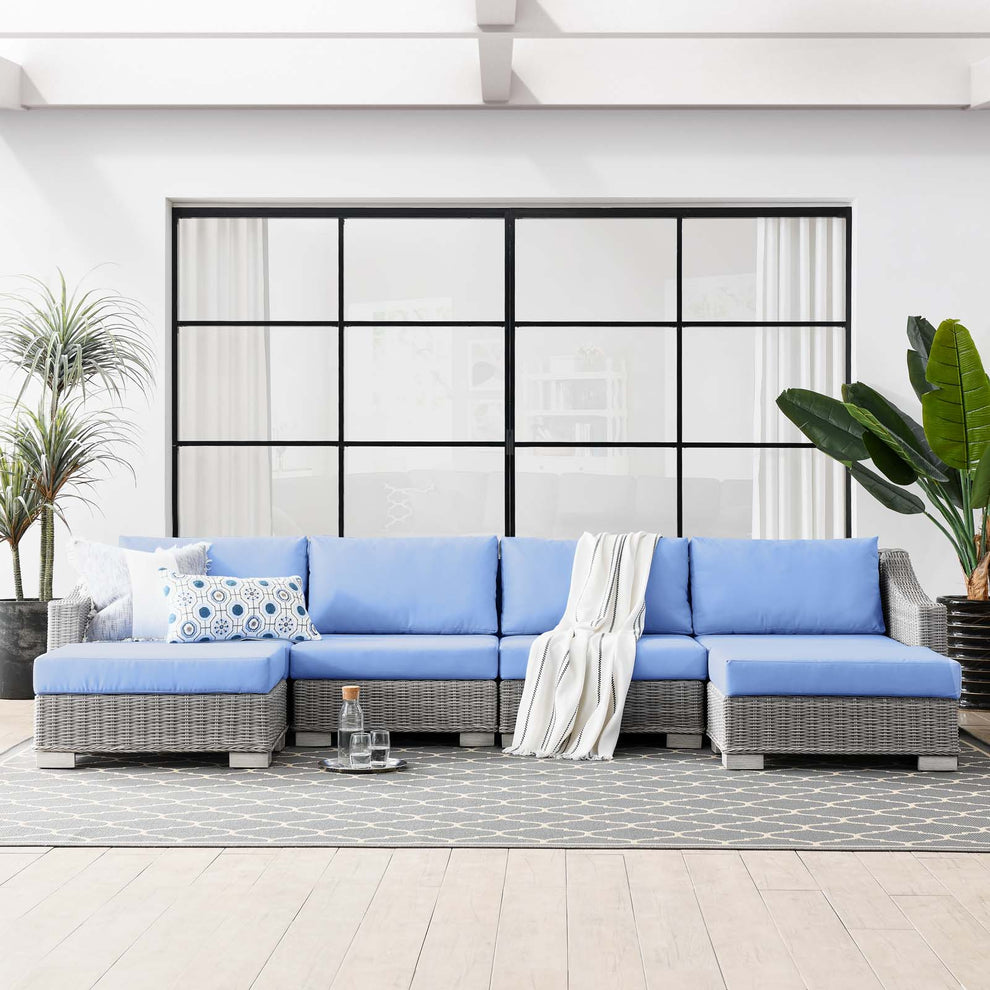 Modway Conway Outdoor Patio Wicker Rattan 6-Piece Sectional Sofa Furniture Set - EEI-5099 | Outdoor Sofas, Loveseats & Sectionals | Modishstore - 18