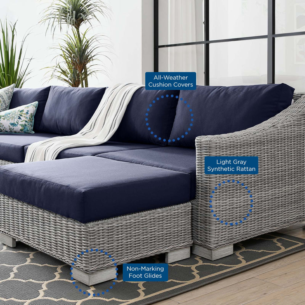 Modway Conway Outdoor Patio Wicker Rattan 6-Piece Sectional Sofa Furniture Set - EEI-5099 | Outdoor Sofas, Loveseats & Sectionals | Modishstore - 21