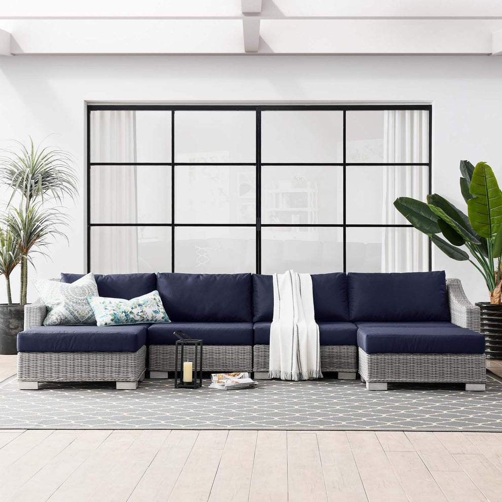 Modway Conway Outdoor Patio Wicker Rattan 6-Piece Sectional Sofa Furniture Set - EEI-5099 | Outdoor Sofas, Loveseats & Sectionals | Modishstore - 36