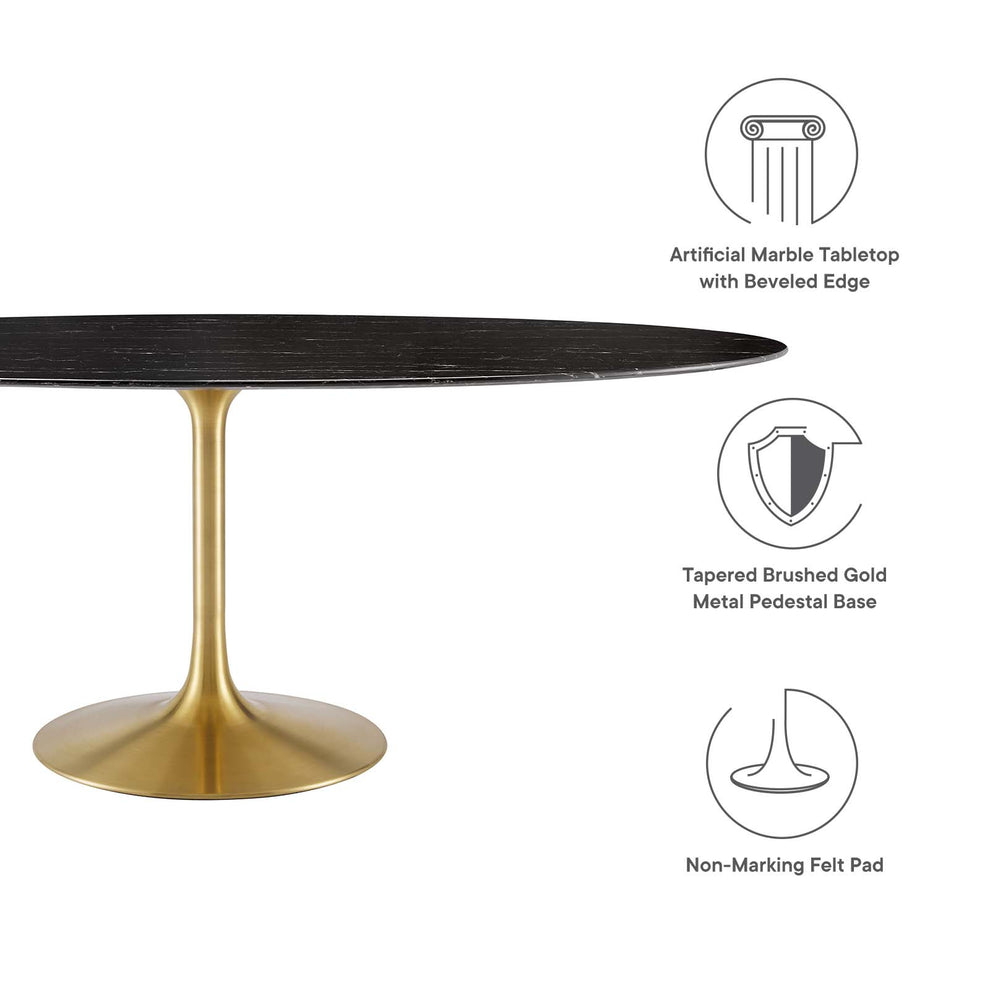Modway Lippa 78" Oval Artificial Marble Dining Table - EEI-5528 | Dining Tables | Modishstore - 10