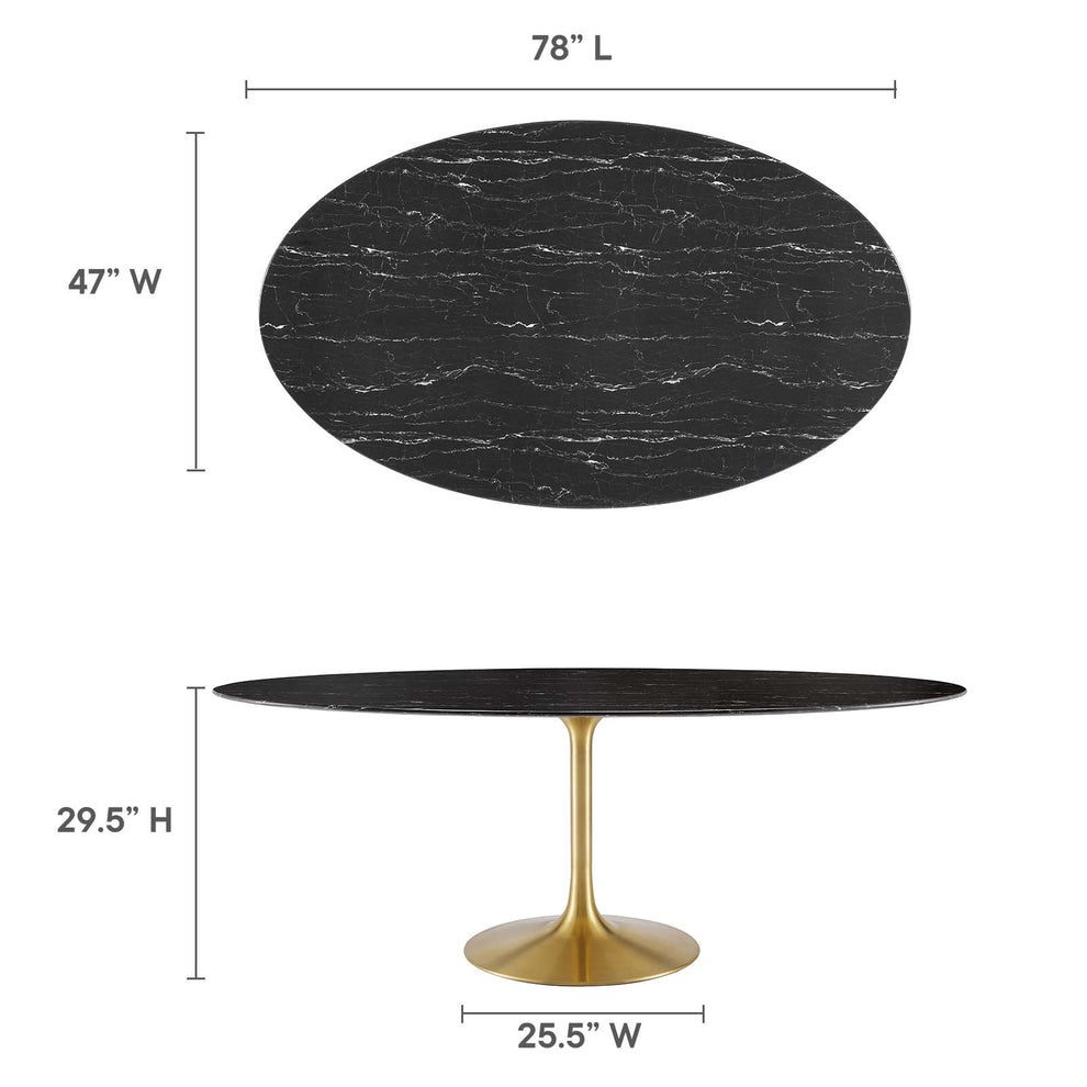 Modway Lippa 78" Oval Artificial Marble Dining Table - EEI-5528 | Dining Tables | Modishstore - 11