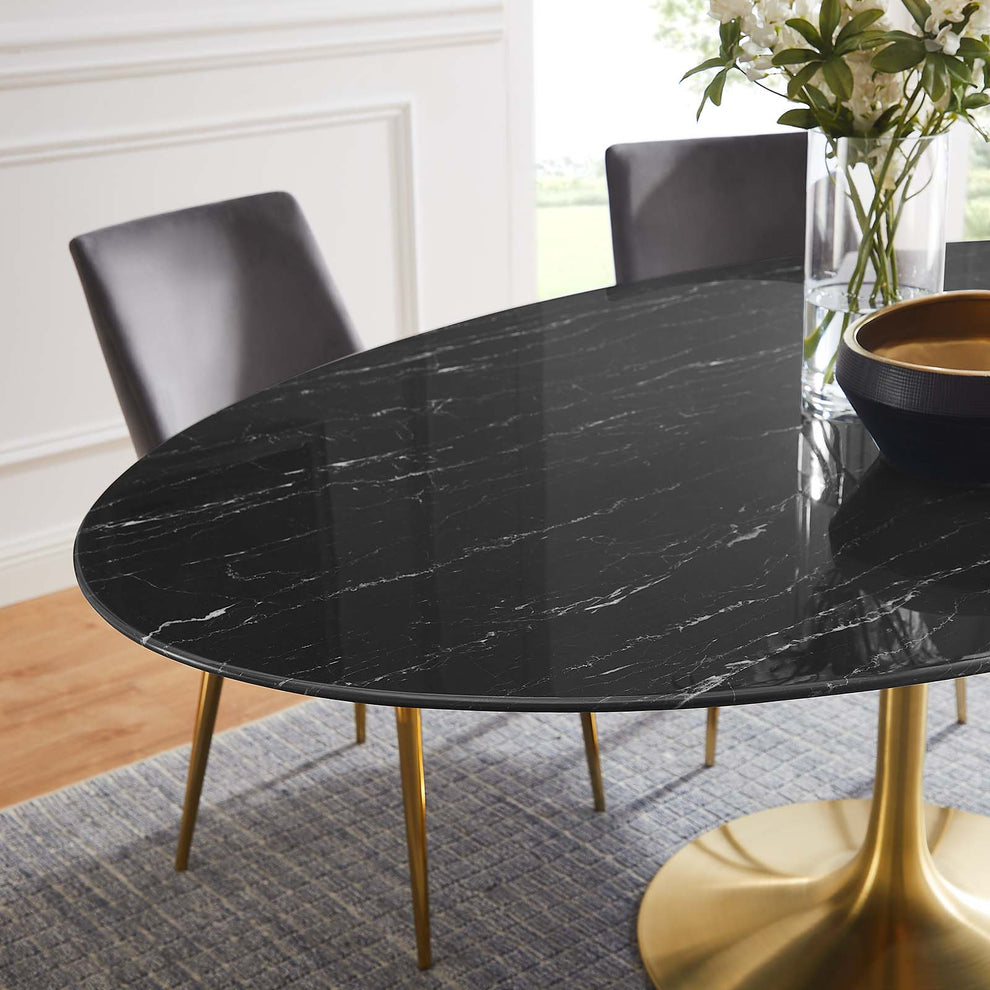 Modway Lippa 78" Oval Artificial Marble Dining Table - EEI-5528 | Dining Tables | Modishstore - 5