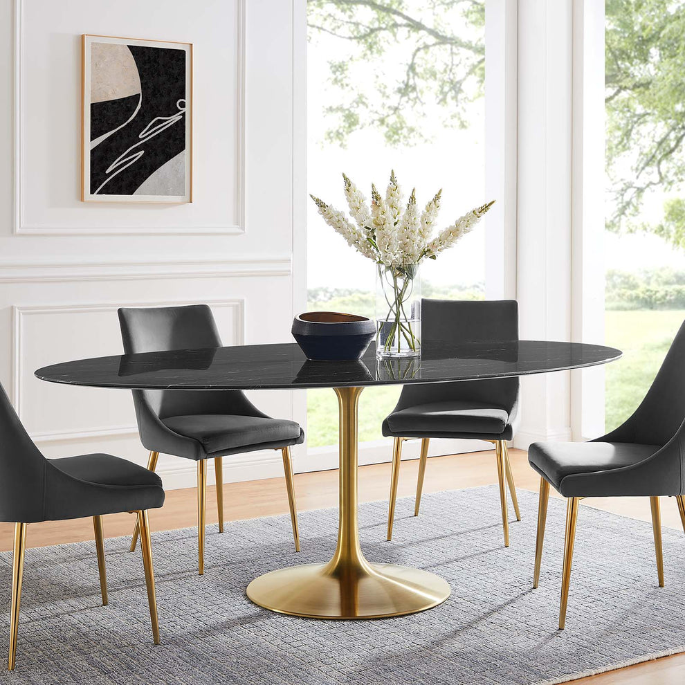 Modway Lippa 78" Oval Artificial Marble Dining Table - EEI-5528 | Dining Tables | Modishstore - 6