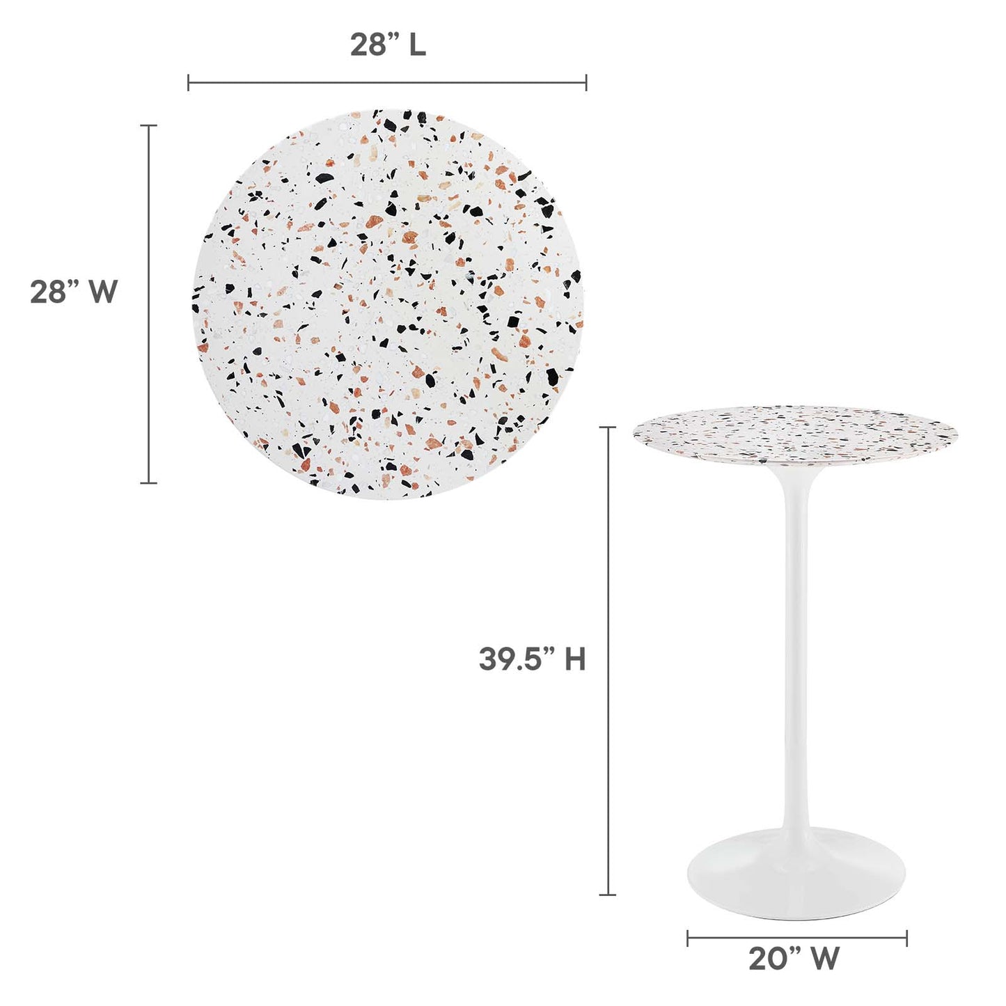 Lippa 28" Round Terrazzo Bar Table By Modway - EEI-5707