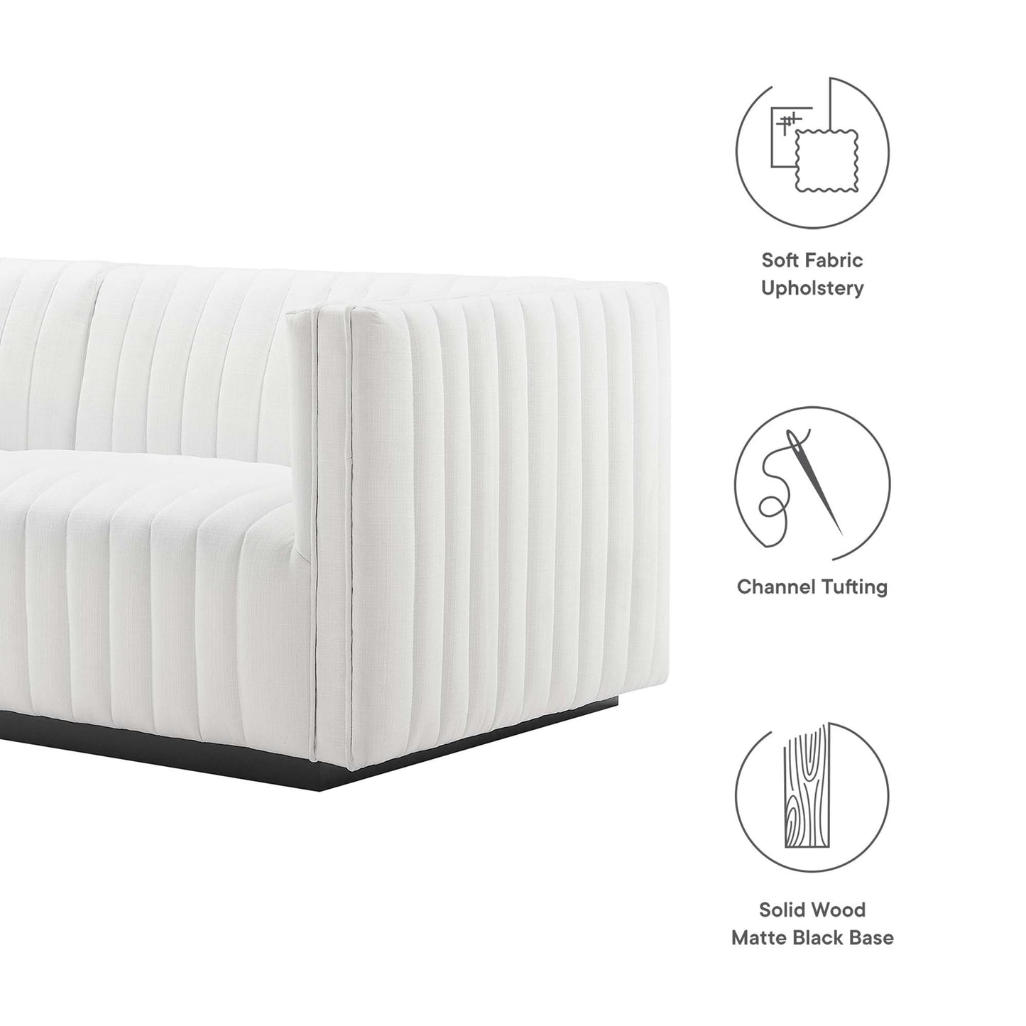 Conjure Channel Tufted Upholstered Fabric Loveseat by Modway | Loveseats | Modishstore - 22