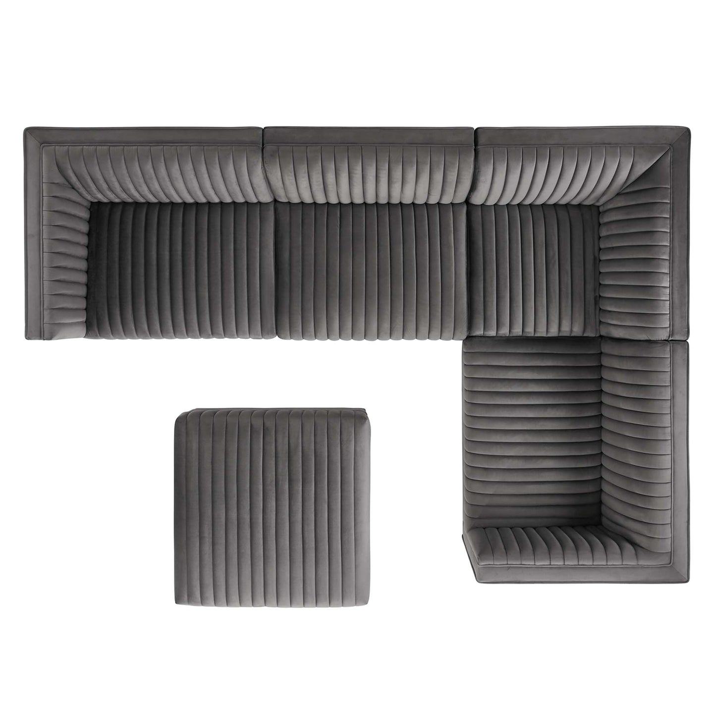 Sanguine 5-Piece Channel Tufted Performance Velvet Right-Facing Modular Sectional Sofa by Modway | Sofas | Modishstore - 2