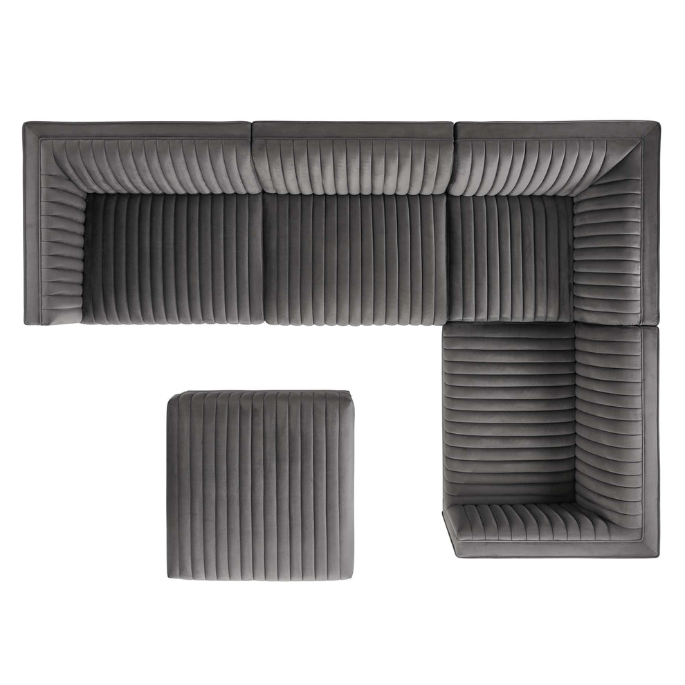 Sanguine 5-Piece Channel Tufted Performance Velvet Right-Facing Modular Sectional Sofa by Modway | Sofas | Modishstore - 2