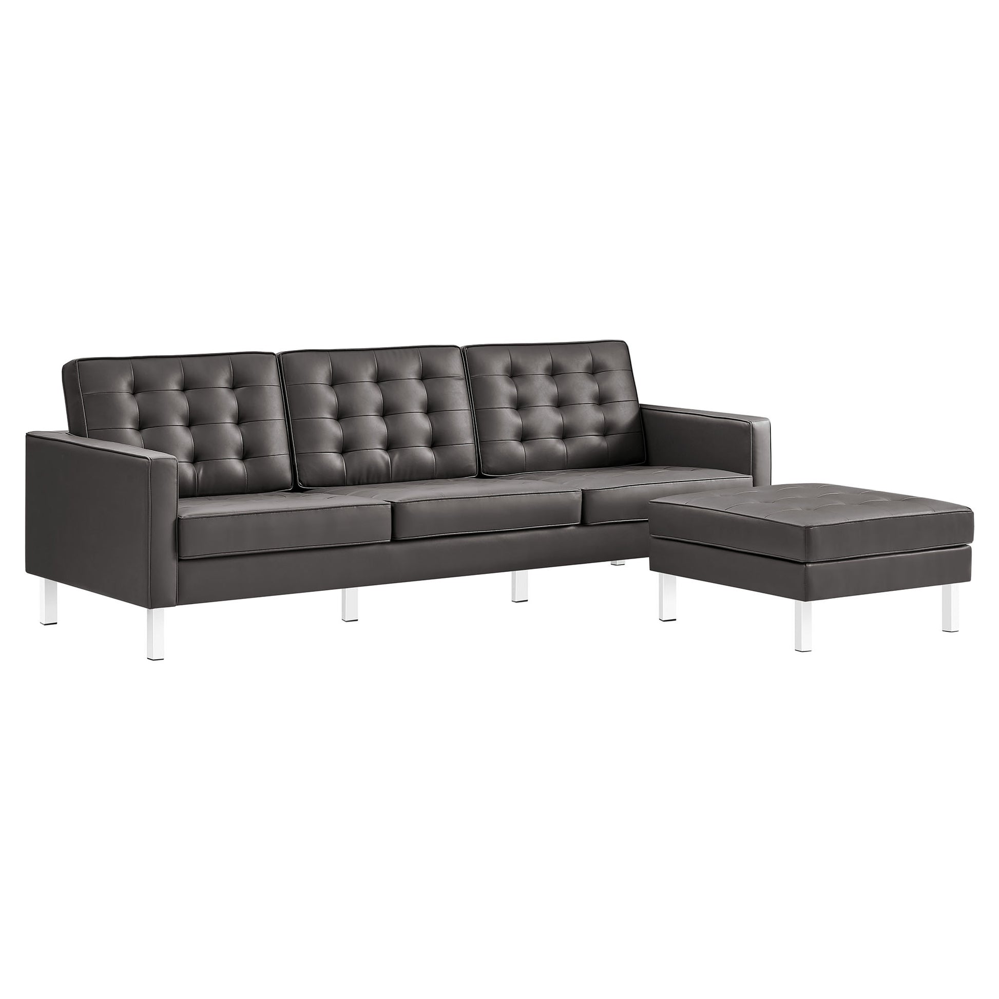 Loft Tufted Vegan Leather Sofa and Ottoman Set by Modway | Sofas | Modishstore - 2