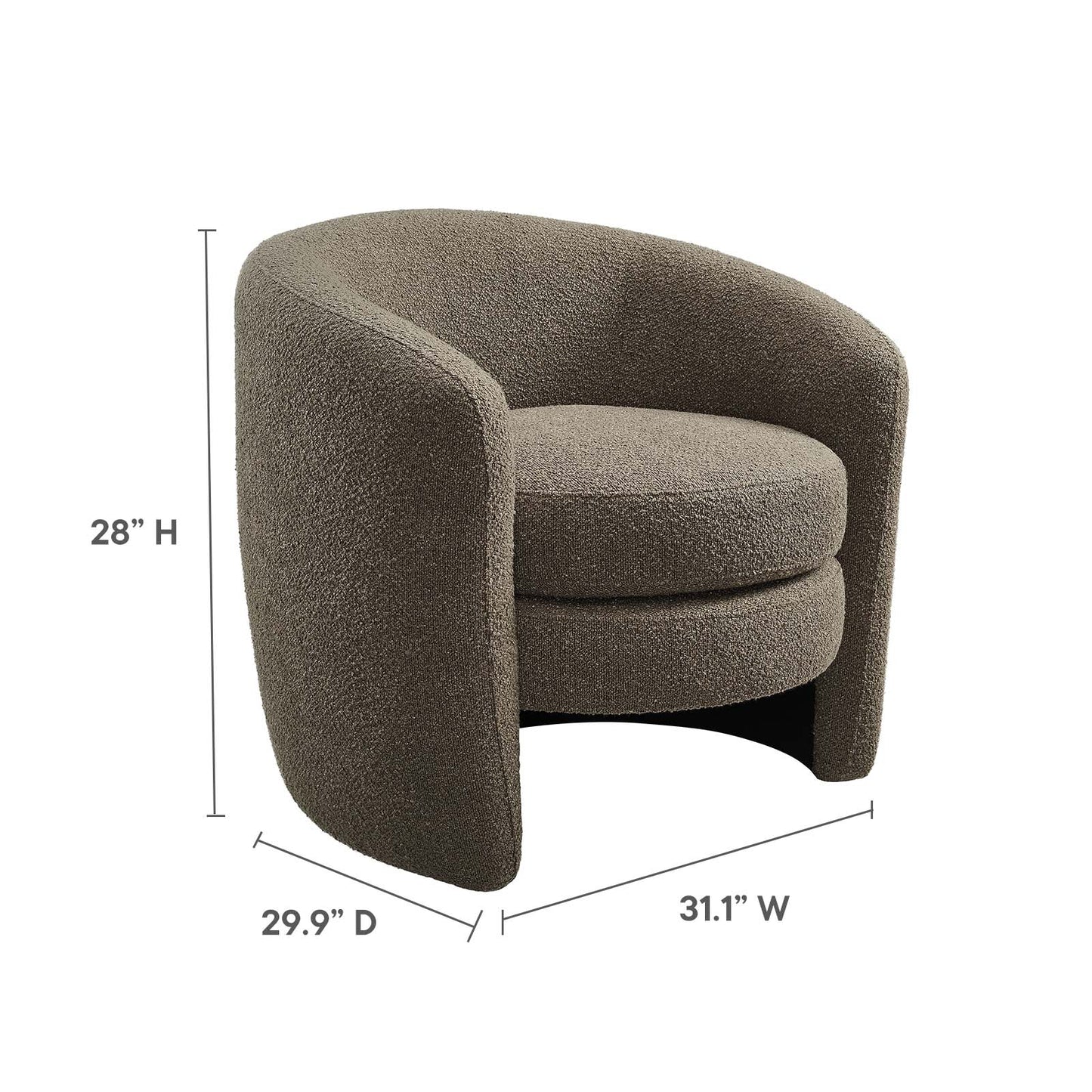 Affinity Upholstered Boucle Fabric Curved Back Armchair By Modway - EEI-6666 | Armchairs | Modishstore - 15