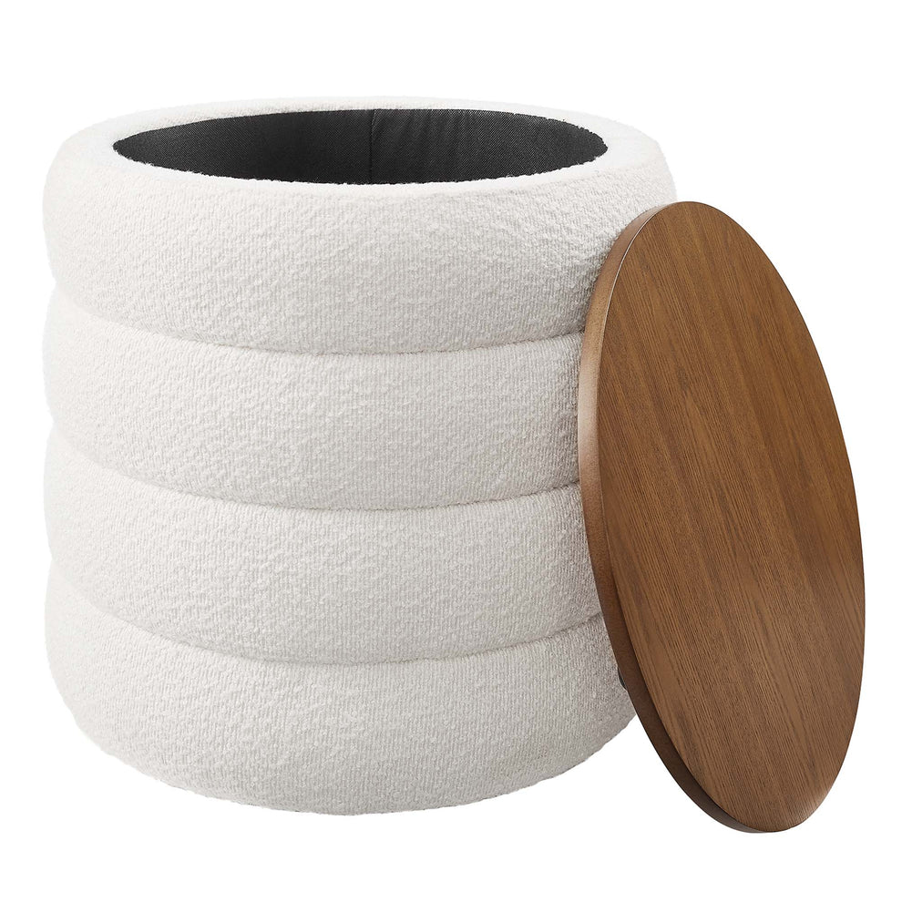 Mezzo Round Boucle Fabric Storage Ottoman by Modway | Ottomans | Modishstore - 3