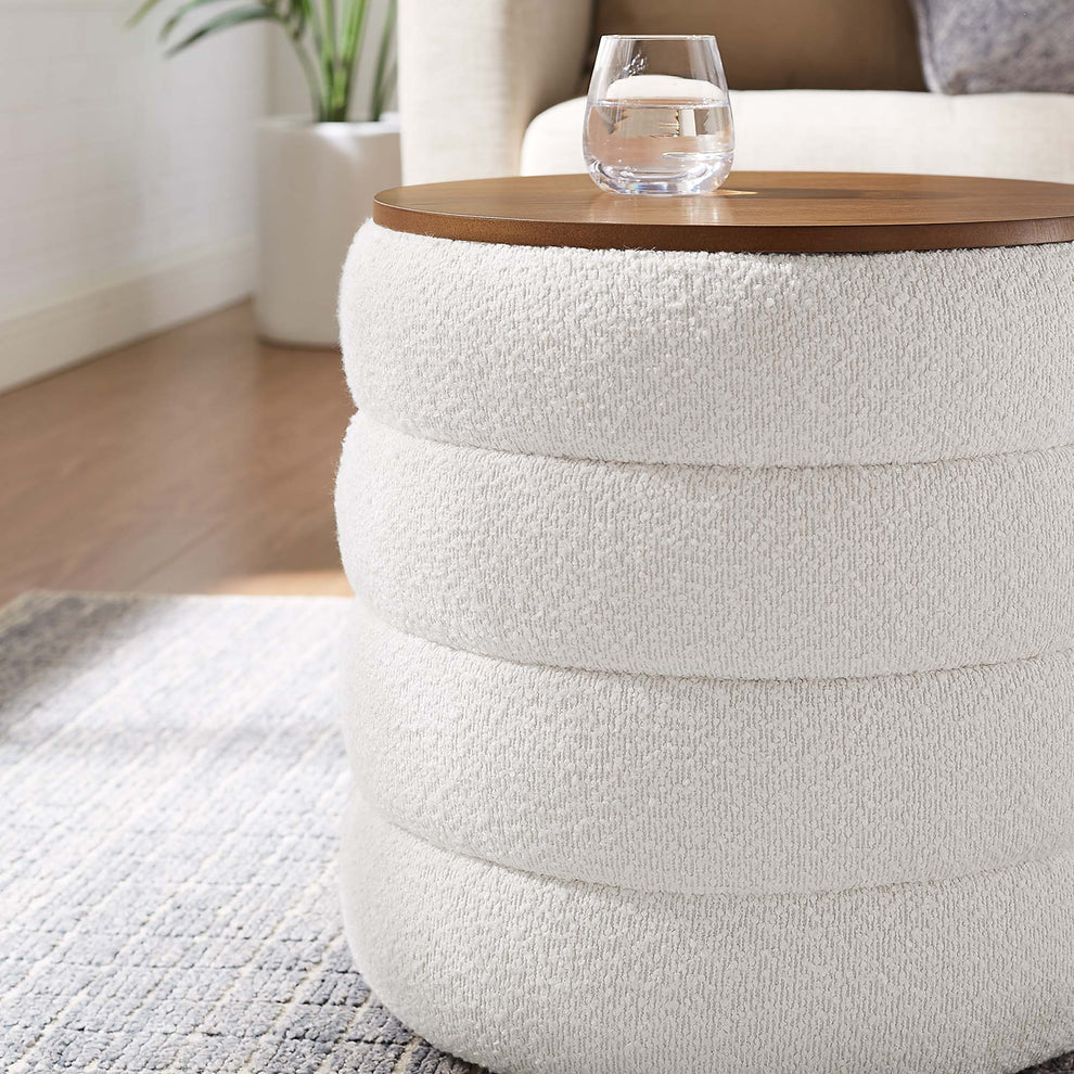 Mezzo Round Boucle Fabric Storage Ottoman by Modway | Ottomans | Modishstore - 6