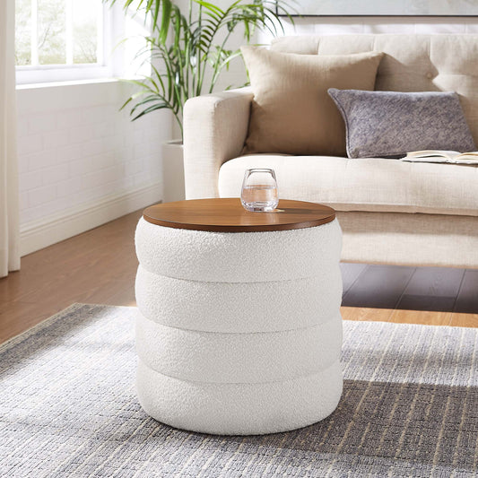 Mezzo Round Boucle Fabric Storage Ottoman by Modway | Ottomans | Modishstore - 1