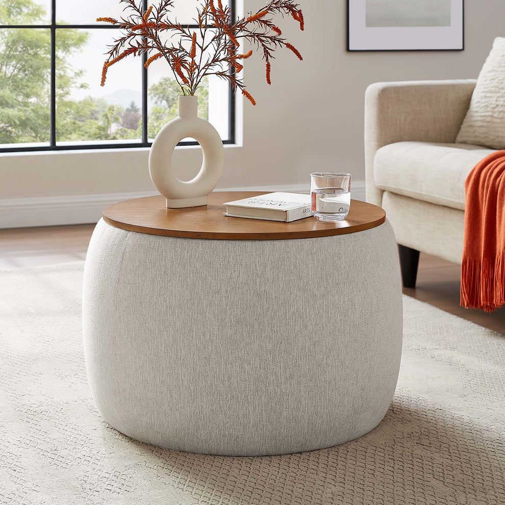 Perla Woven Heathered Fabric Upholstered Storage Ottoman by Modway | Ottomans | Modishstore - 1
