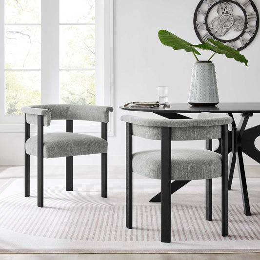 Imogen Woven Heathered Fabric Upholstered Barrel Dining Chairs - Set of 2 By Modway - EEI-6776 | Dining Chairs | Modishstore - 1