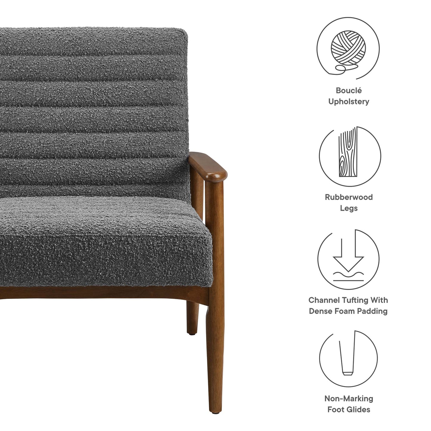 Jensen Boucle Fabric Accent Chair by Modway | Accent Chairs | Modishstore - 15