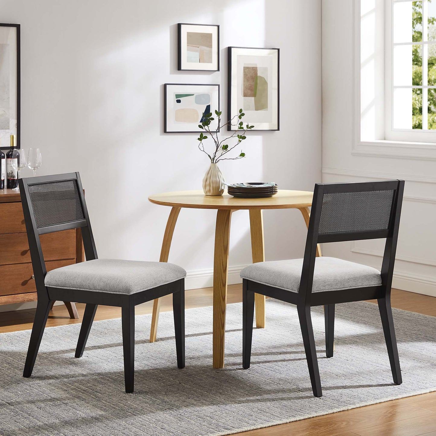 Nimba Faux Rattan Fabric Dining Chairs Set of 2 by Modway | Dining Chairs | Modishstore - 1