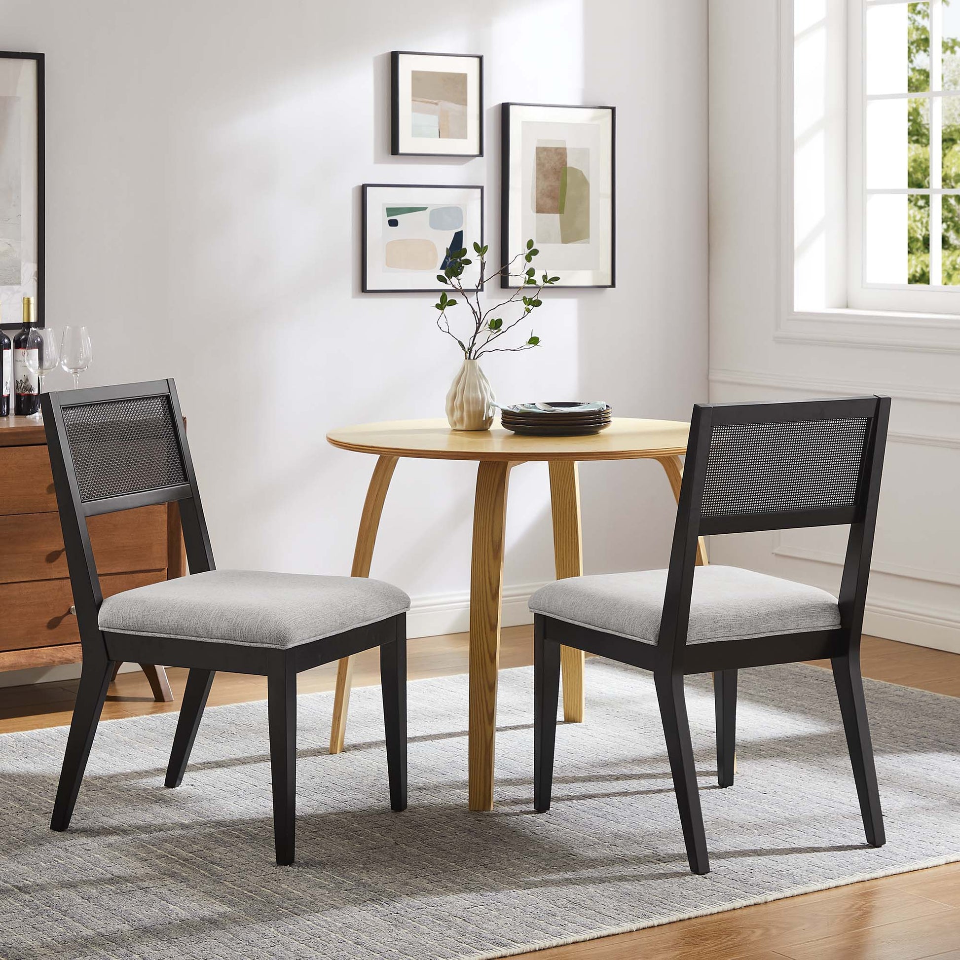 Nimba Faux Rattan Fabric Dining Chairs Set of 2 by Modway | Dining Chairs | Modishstore - 1