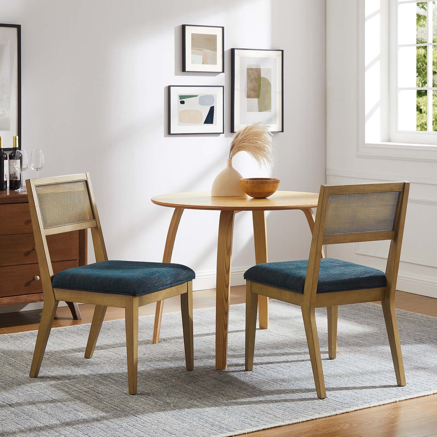 Nimba Faux Rattan Fabric Dining Chairs Set of 2 by Modway | Dining Chairs | Modishstore - 12