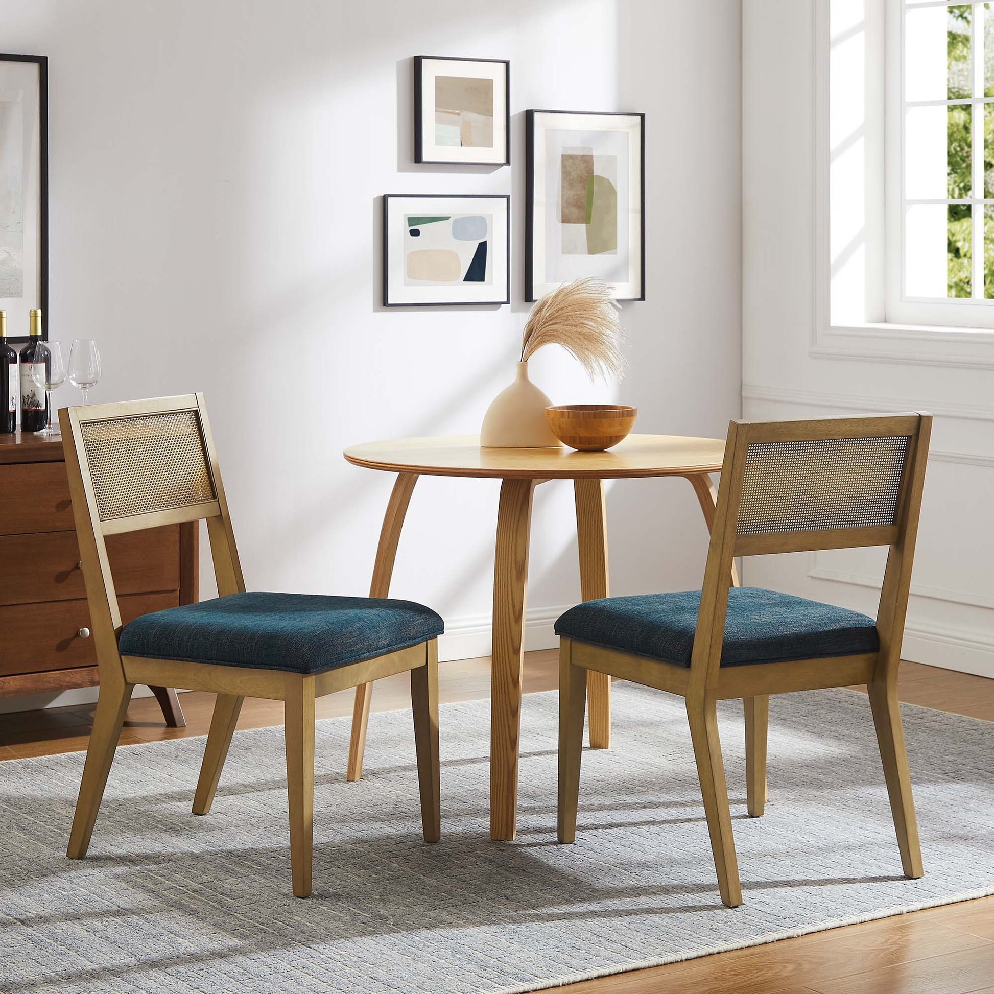 Nimba Faux Rattan Fabric Dining Chairs Set of 2 by Modway | Dining Chairs | Modishstore - 12