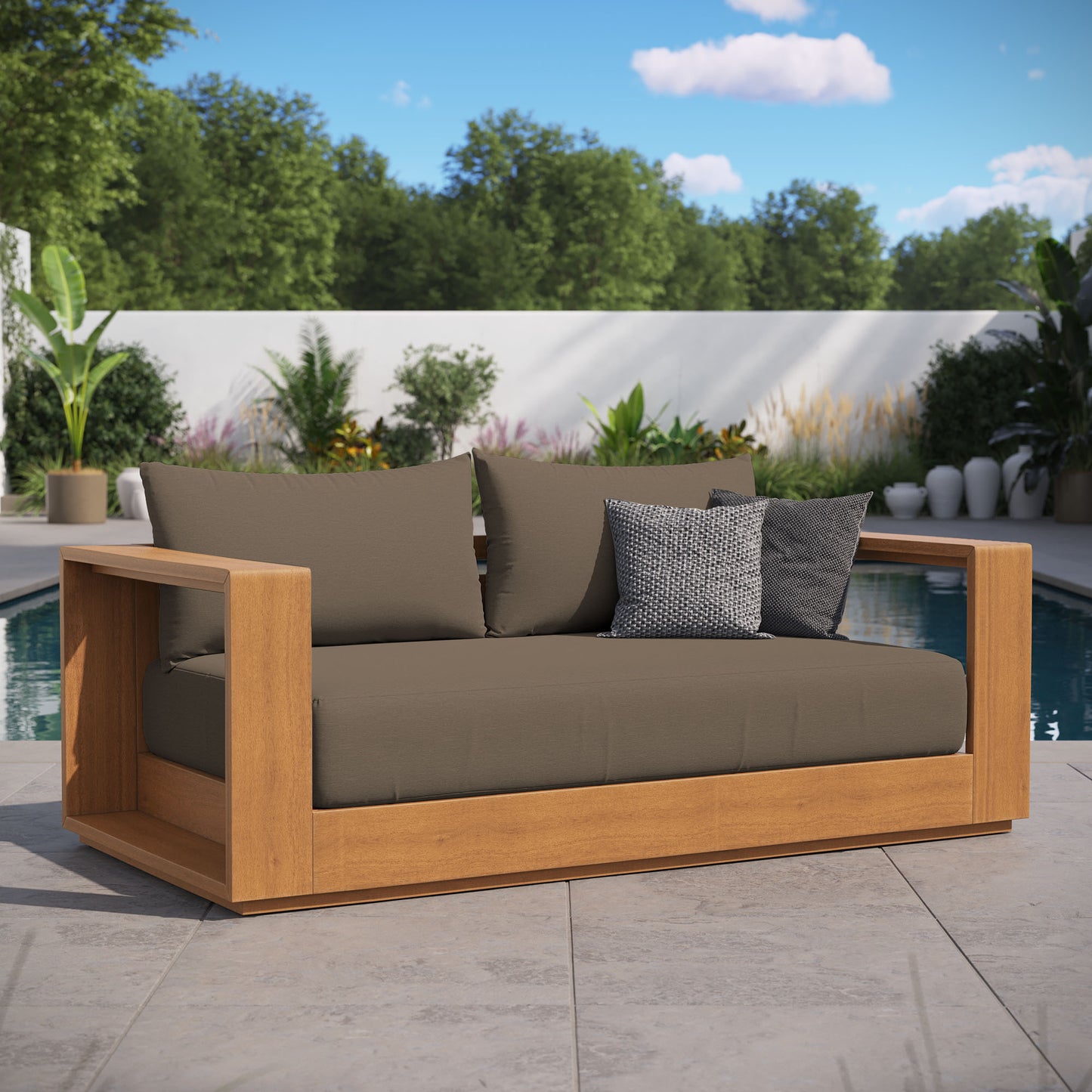 Tahoe Acacia Wood Outdoor Patio Acacia Wood Loveseat by Modway | Sofas | Modishstore - 1