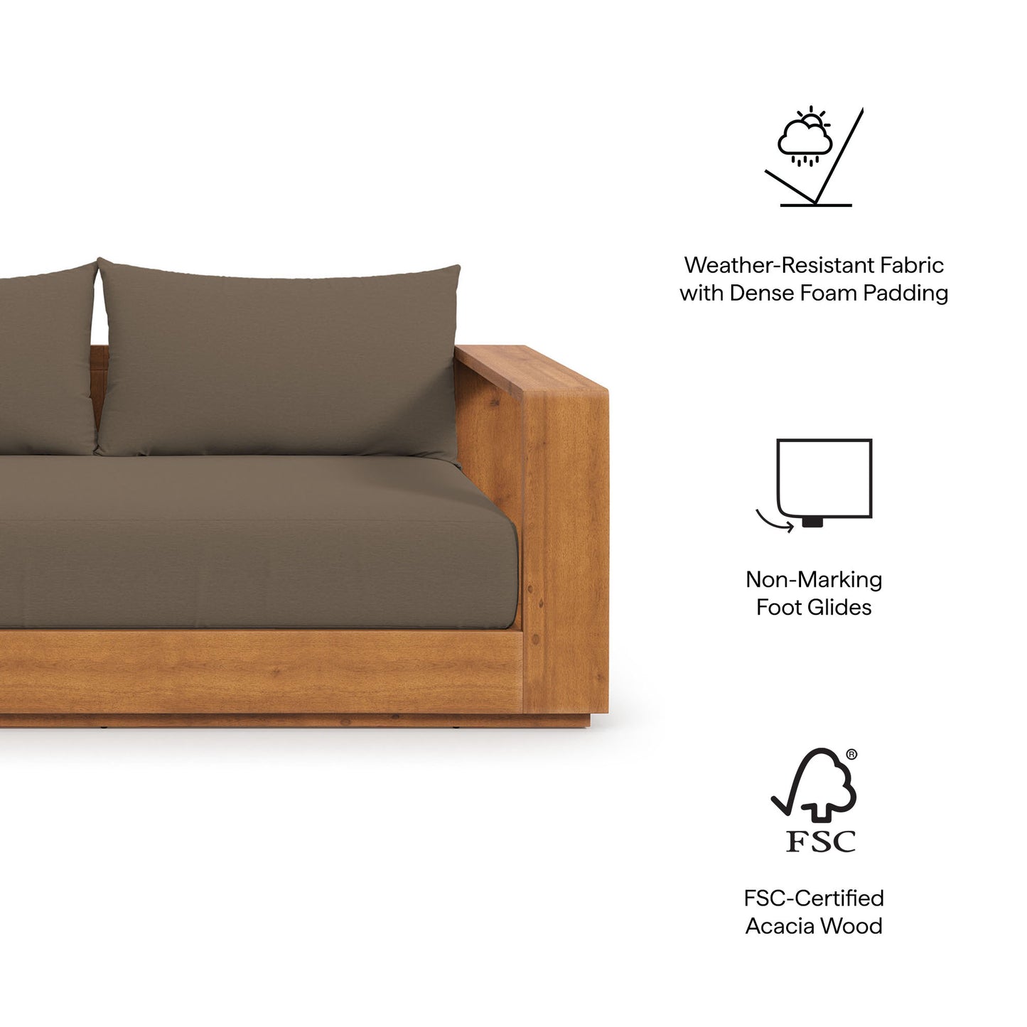 Tahoe Acacia Wood Outdoor Patio Acacia Wood Loveseat by Modway | Sofas | Modishstore - 9