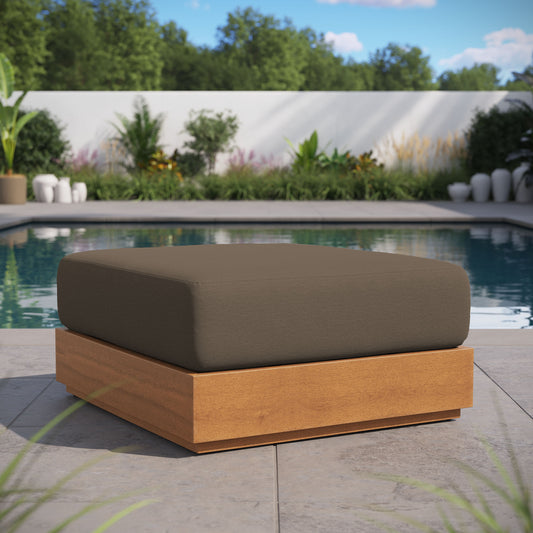 Tahoe Outdoor Patio Acacia Wood Ottoman by Modway | Sofas | Modishstore - 1