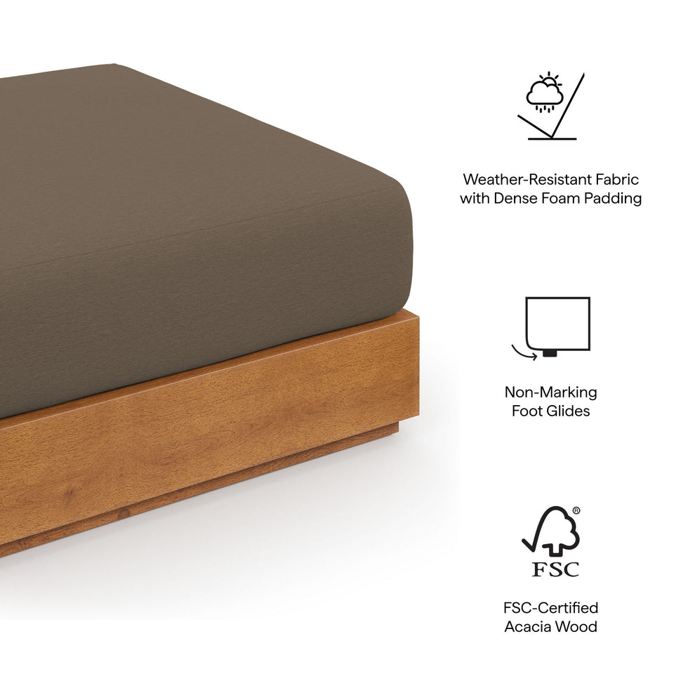 Tahoe Outdoor Patio Acacia Wood Ottoman by Modway | Sofas | Modishstore - 8
