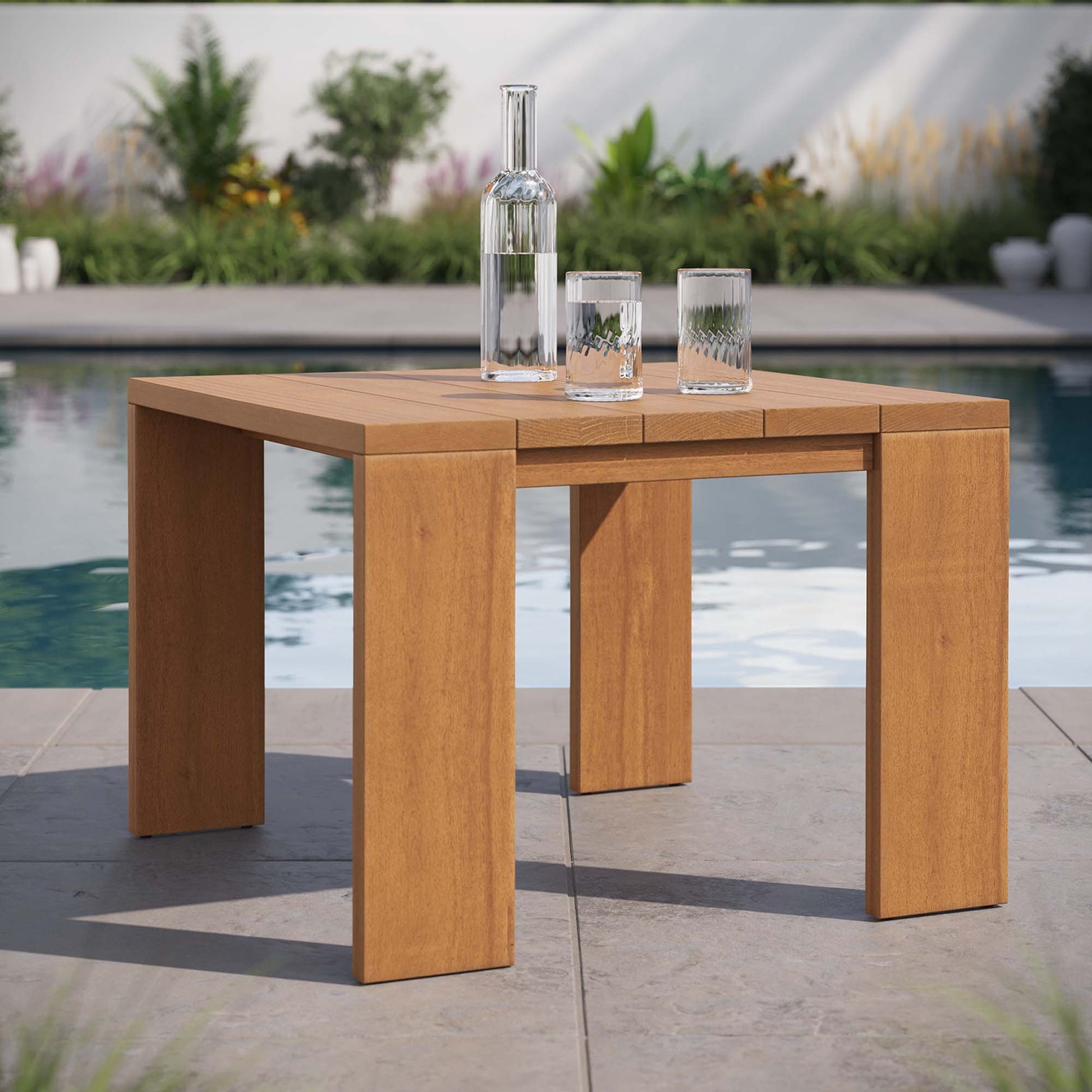 Tahoe Outdoor Patio Acacia Wood Ottoman by Modway | Sofas | Modishstore - 16