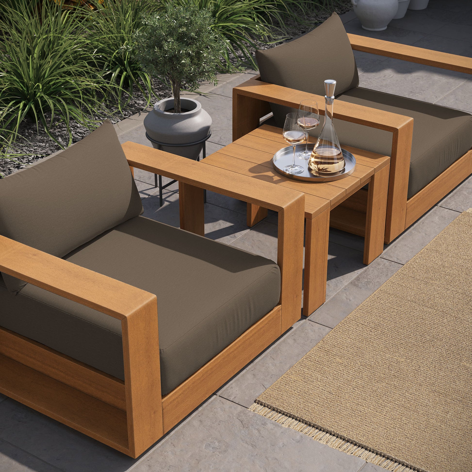 Tahoe 3-Piece Outdoor Patio Acacia Wood Furniture Set by Modway | Sofas | Modishstore - 4