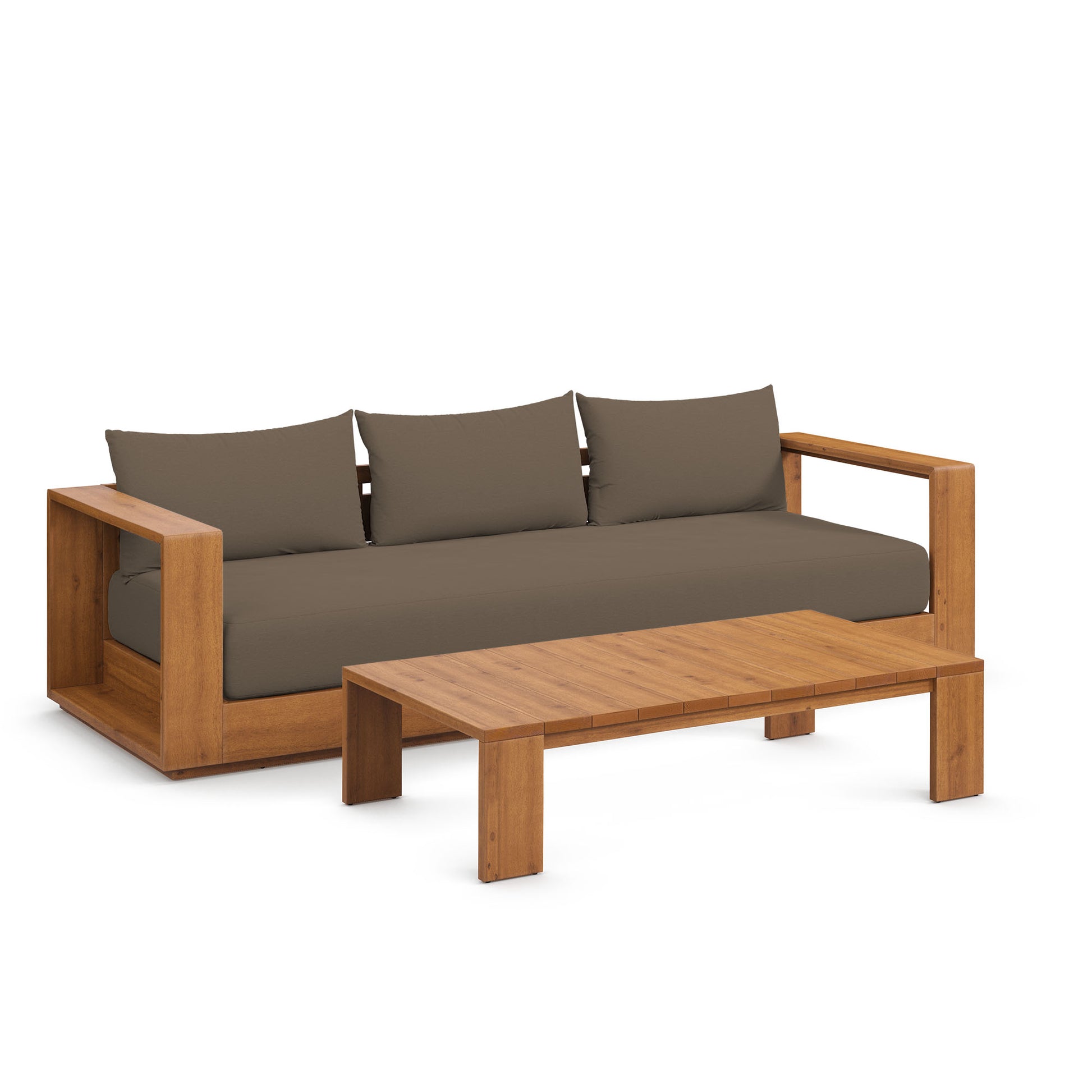 Tahoe 2-Piece Outdoor Patio Acacia Wood Sofa and Coffee Table Set by Modway | Sofas | Modishstore - 2