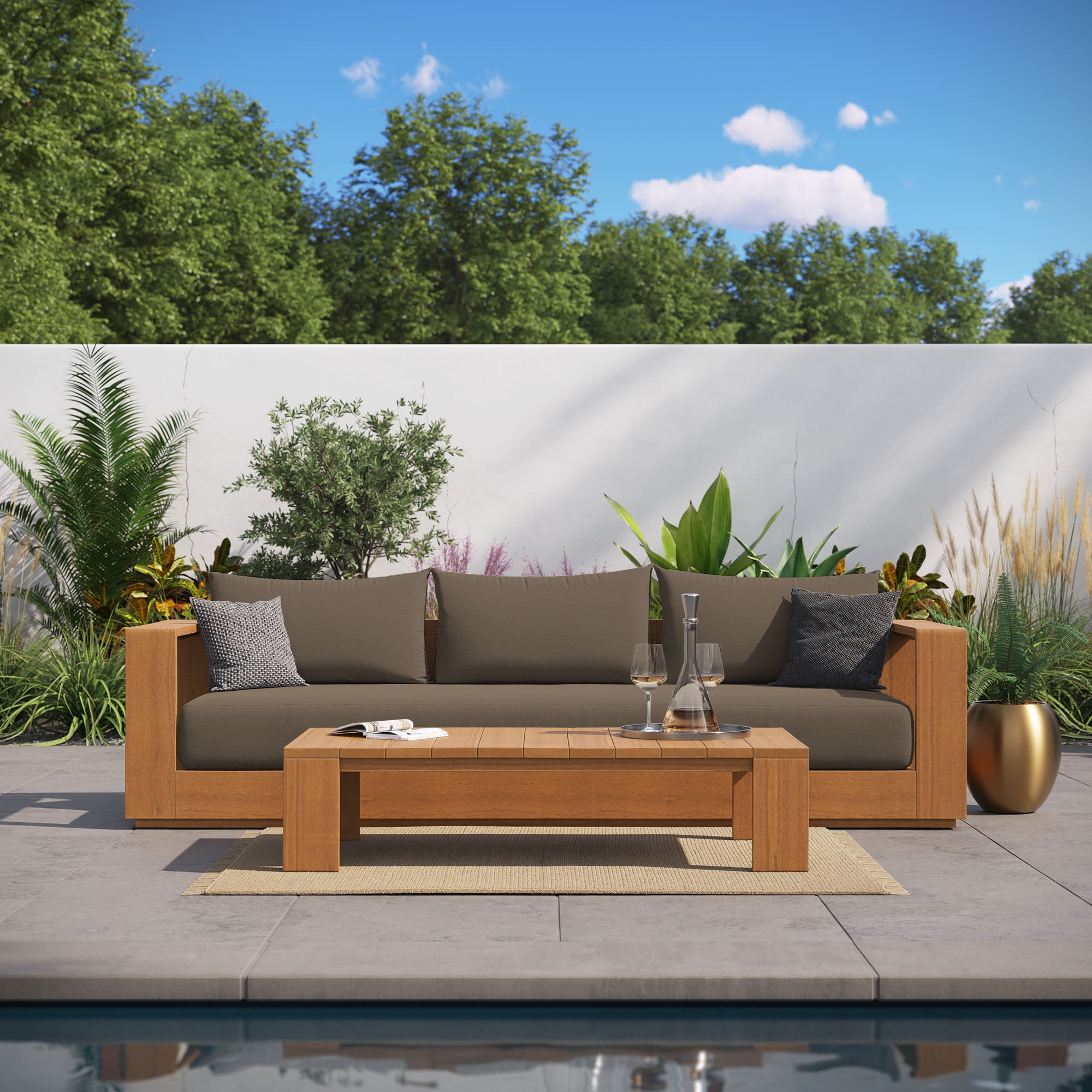 Modway Tahoe Outdoor Patio Sofa and Coffee Table Set - Thumbnail 5