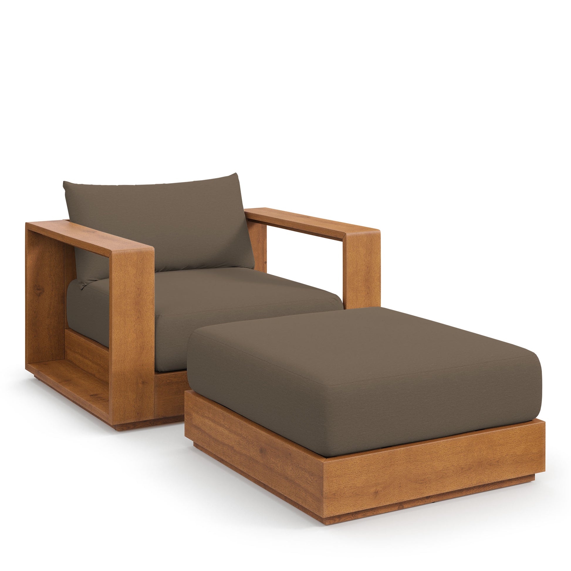 Tahoe 2-Piece Outdoor Patio Acacia Wood Armchair and Ottoman Set by Modway | Sofas | Modishstore - 2