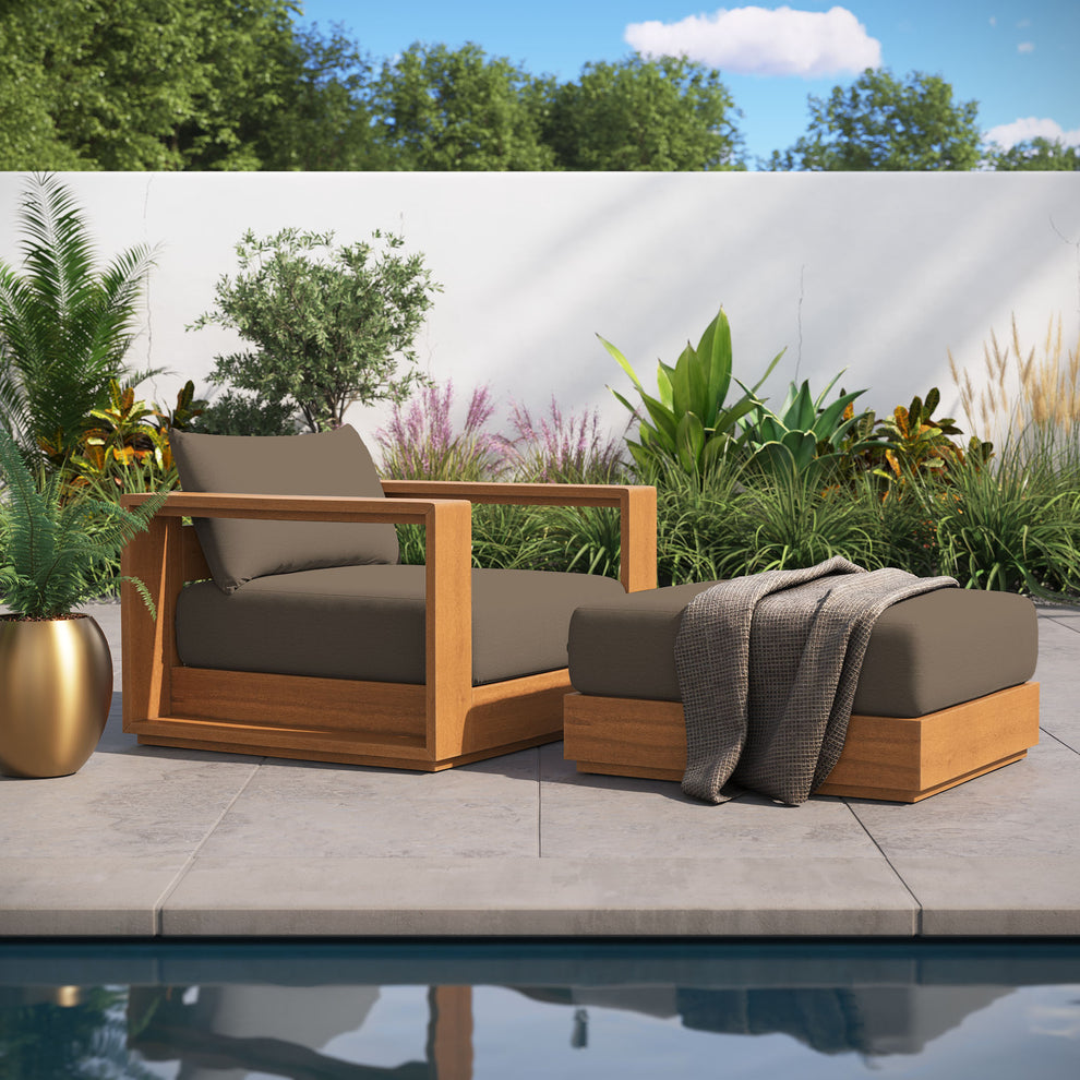 Tahoe 2-Piece Outdoor Patio Acacia Wood Armchair and Ottoman Set by Modway | Sofas | Modishstore - 1