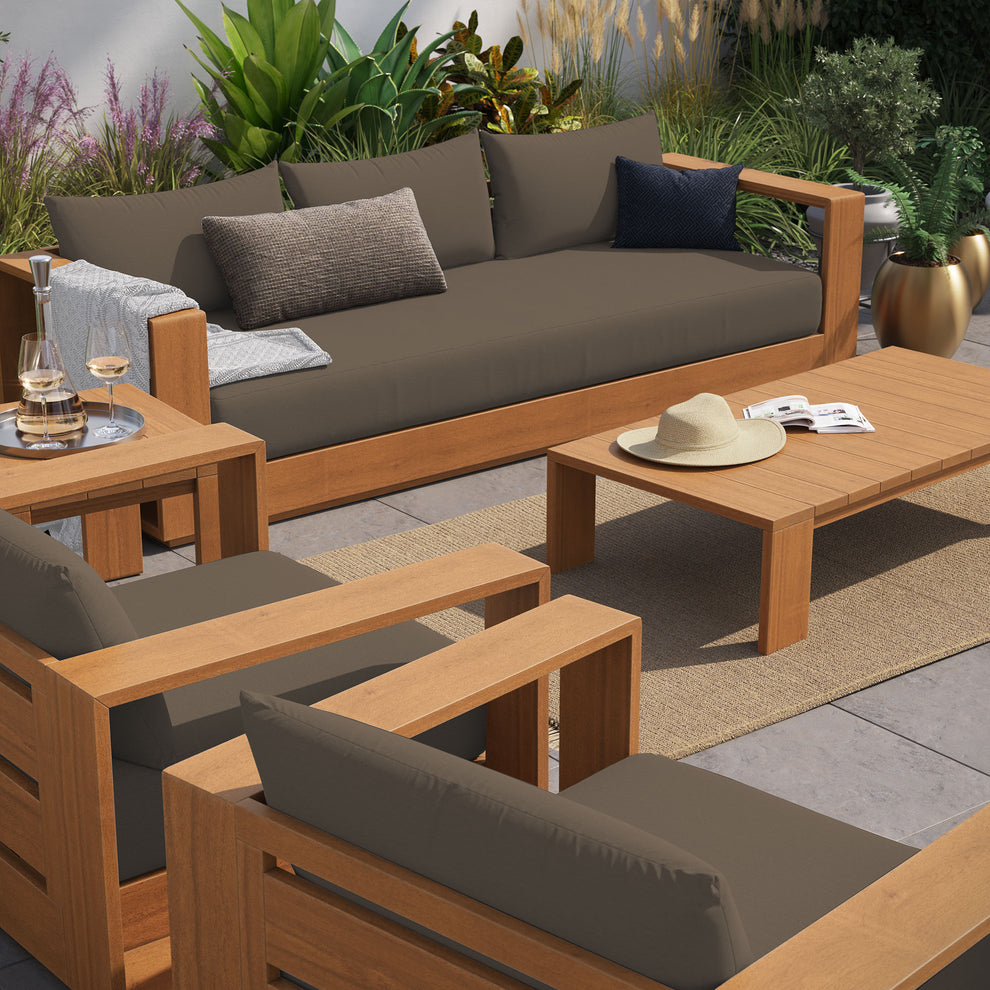 Tahoe 5-Piece Outdoor Patio Acacia Wood Furniture Set by Modway | Sofas | Modishstore - 4