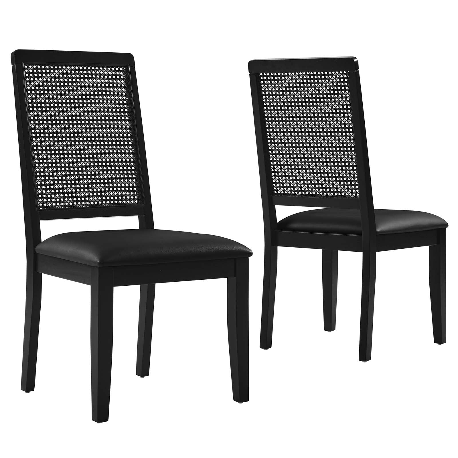 Arlo Vegan Leather Upholstered Faux Rattan and Wood Dining Side Chairs - Set of 2 By Modway - EEI-6802 | Dining Chairs | Modishstore - 2