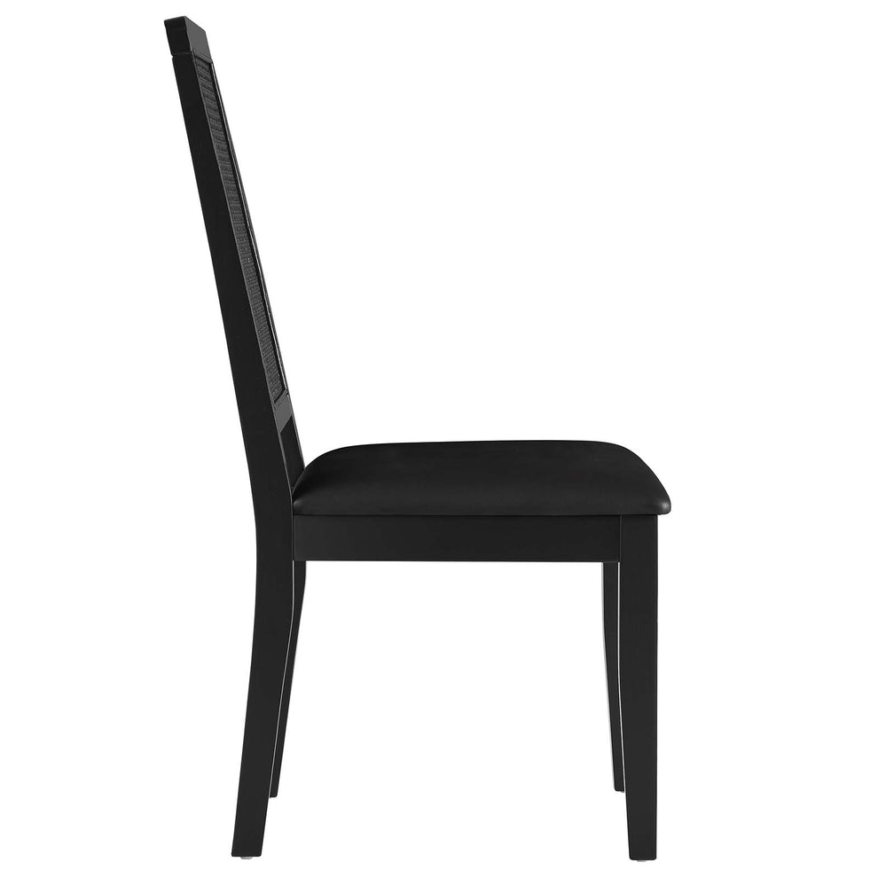 Arlo Vegan Leather Upholstered Faux Rattan and Wood Dining Side Chairs - Set of 2 By Modway - EEI-6802 | Dining Chairs | Modishstore - 4