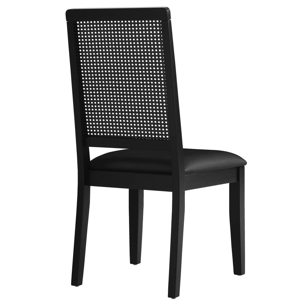 Arlo Vegan Leather Upholstered Faux Rattan and Wood Dining Side Chairs - Set of 2 By Modway - EEI-6802 | Dining Chairs | Modishstore - 5