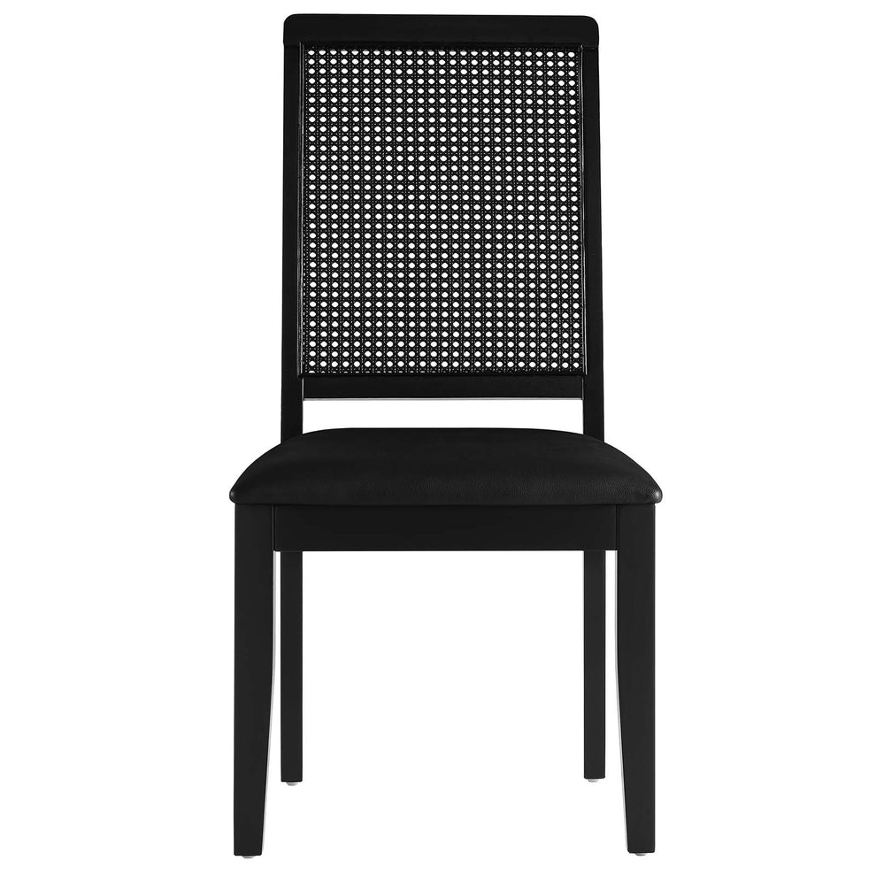 Arlo Vegan Leather Upholstered Faux Rattan and Wood Dining Side Chairs - Set of 2 By Modway - EEI-6802 | Dining Chairs | Modishstore - 6